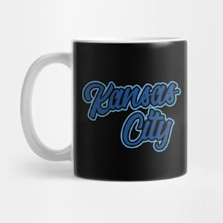 Vintage Kansas City Navy And Baby Blue Script For KCMO Locals Mug